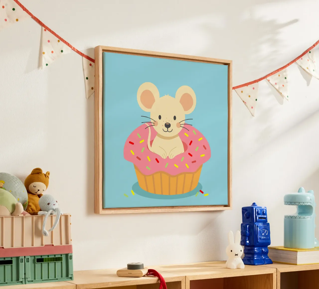 Cute mouse in a cupcake - playful sweet tooth design canvas by namosh