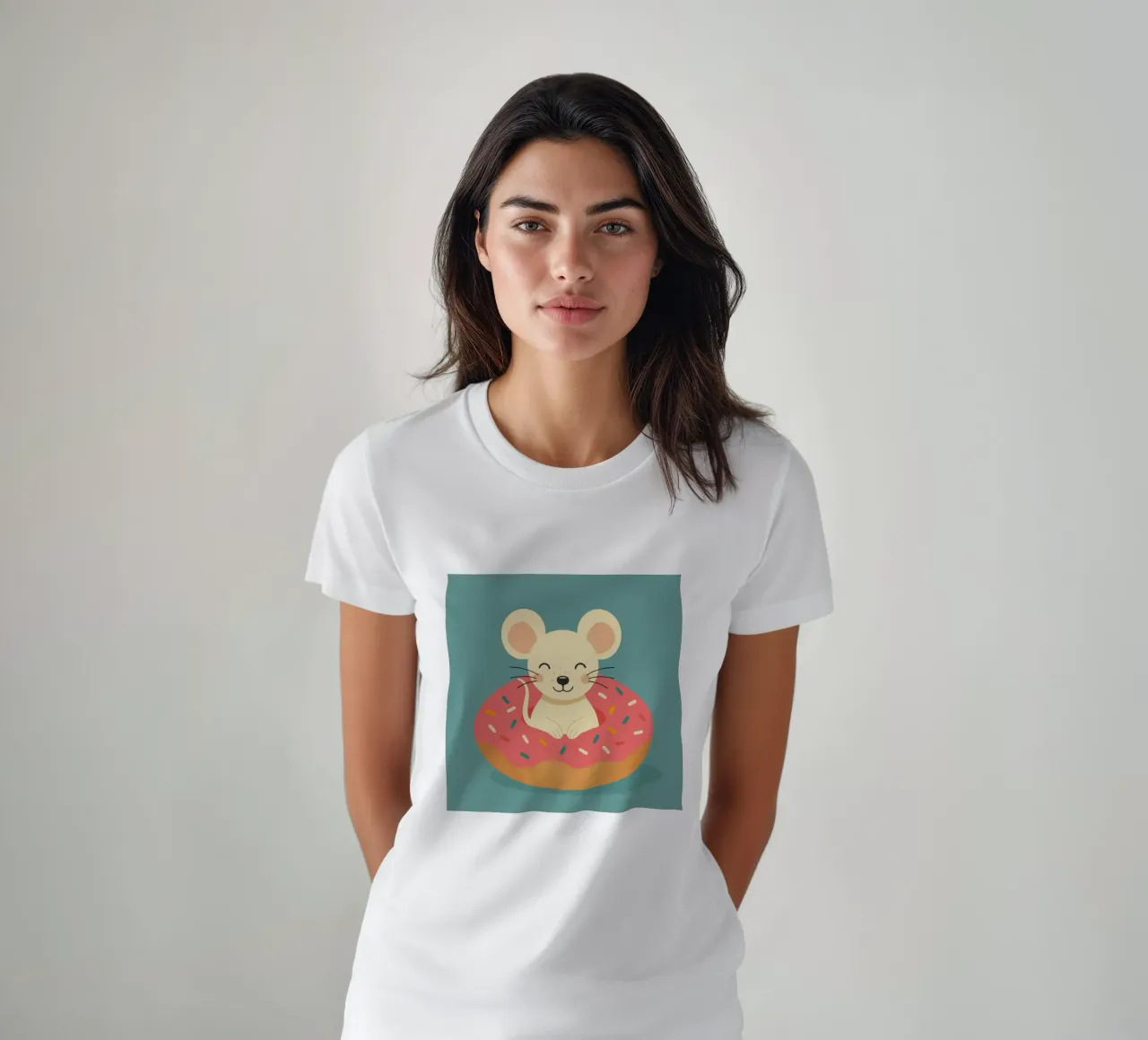 Topo ridente in una ciambella - simpatico motivo di buon umore t-shirt da namosh