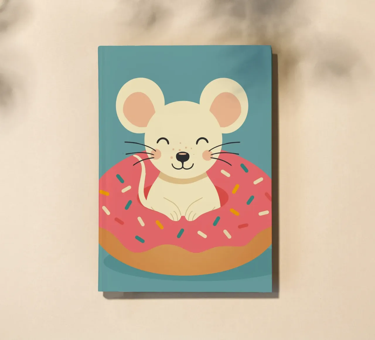 Laughing mouse in a donut - cute good mood motif notebook by namosh