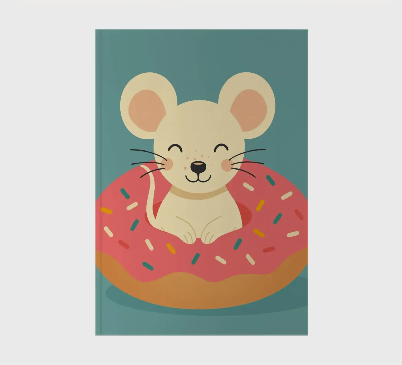 Laughing mouse in a donut - cute good mood motif notebook by namosh