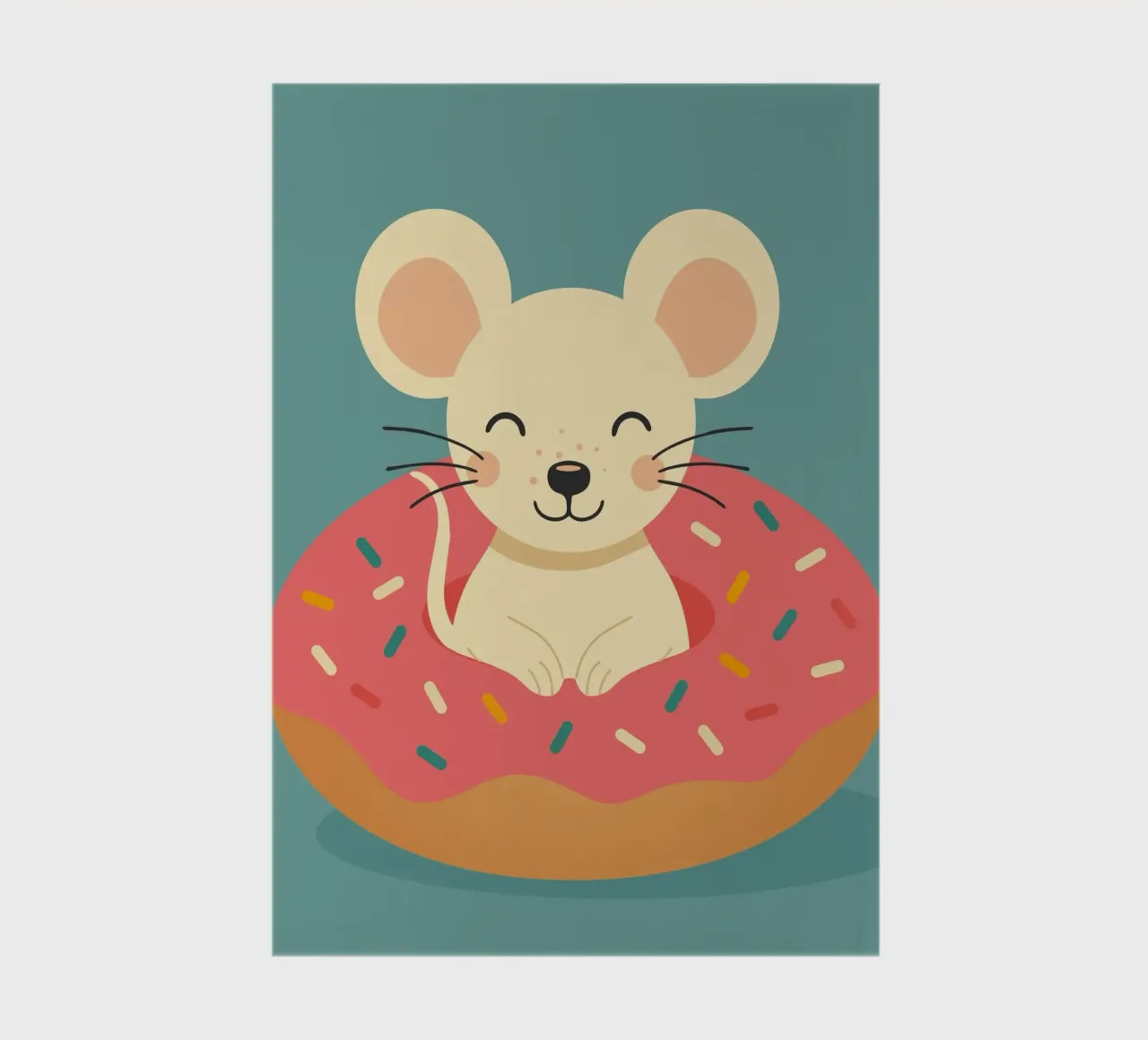 Laughing mouse in a donut - cute good mood motif notebook by namosh