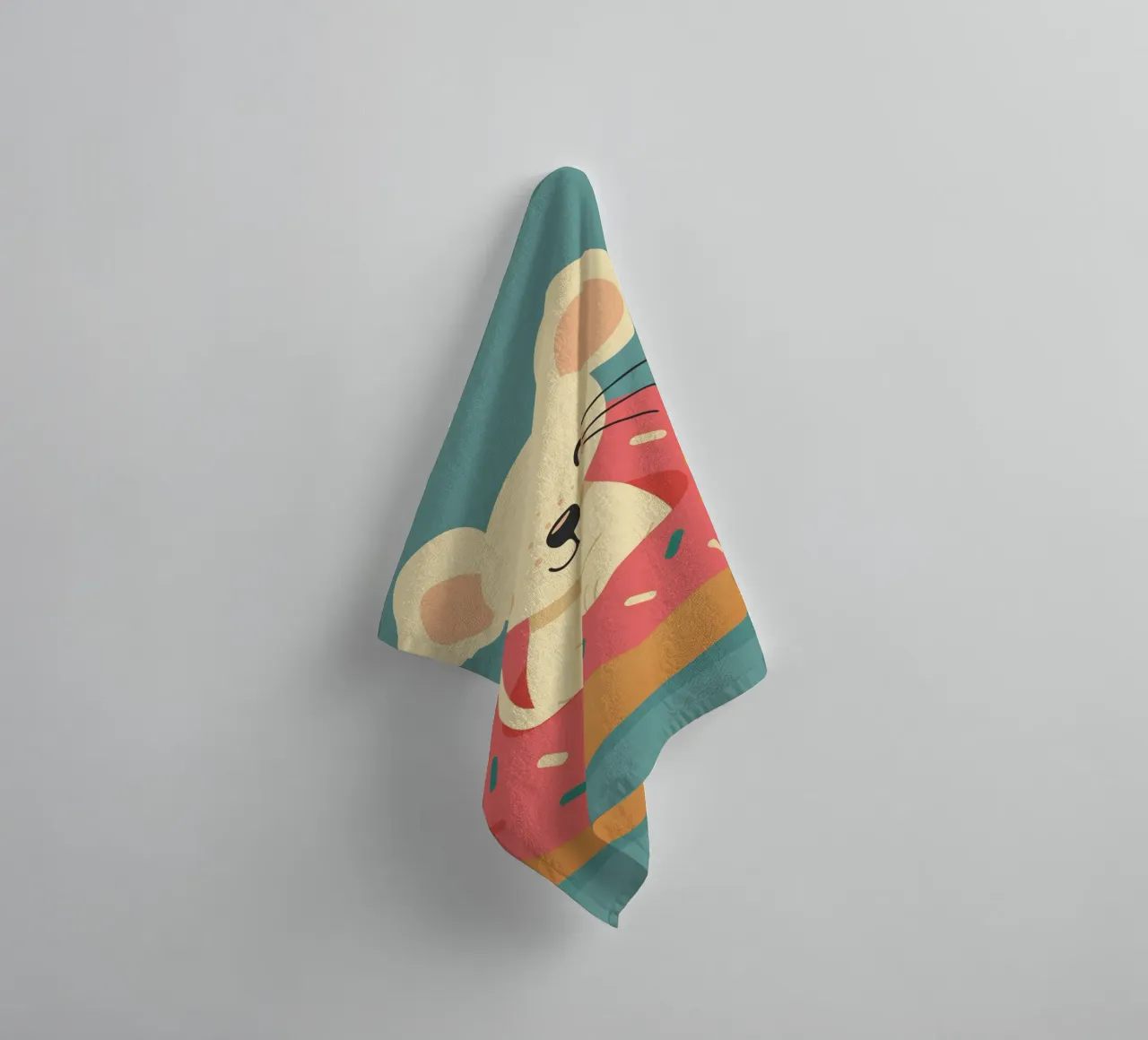Laughing mouse in a donut - cute good mood motif towel by namosh