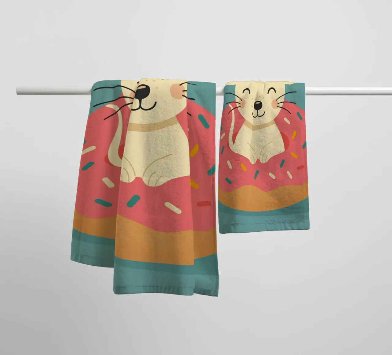 Laughing mouse in a donut - cute good mood motif towel by namosh