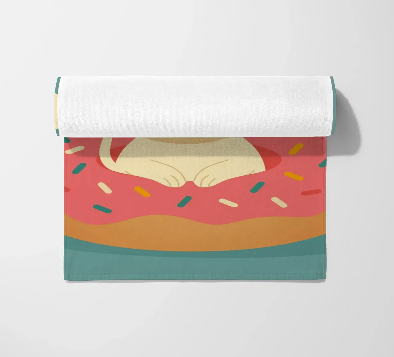 Laughing mouse in a donut - cute good mood motif beach towel by namosh