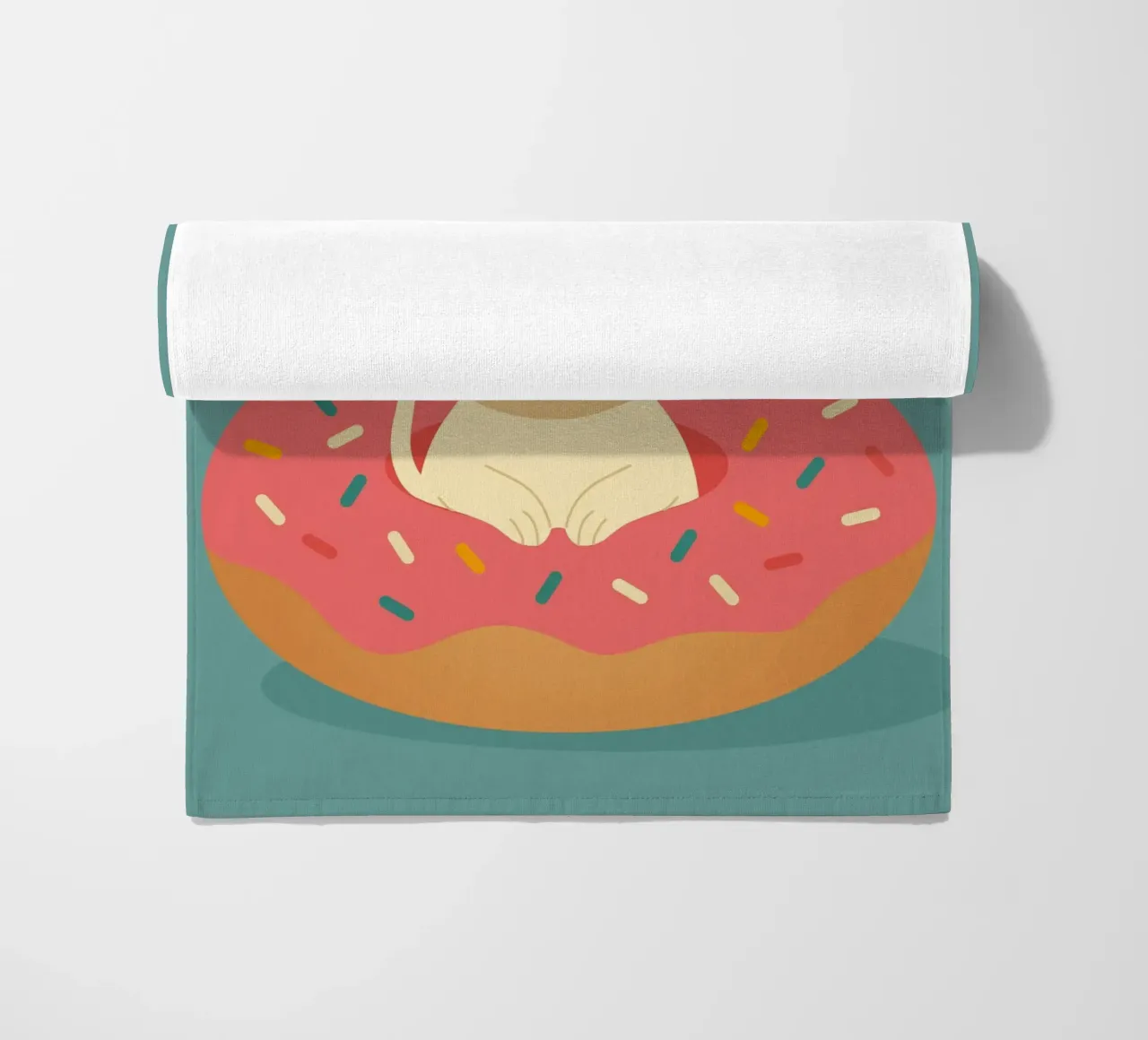 Laughing mouse in a donut - cute good mood motif beach towel by namosh