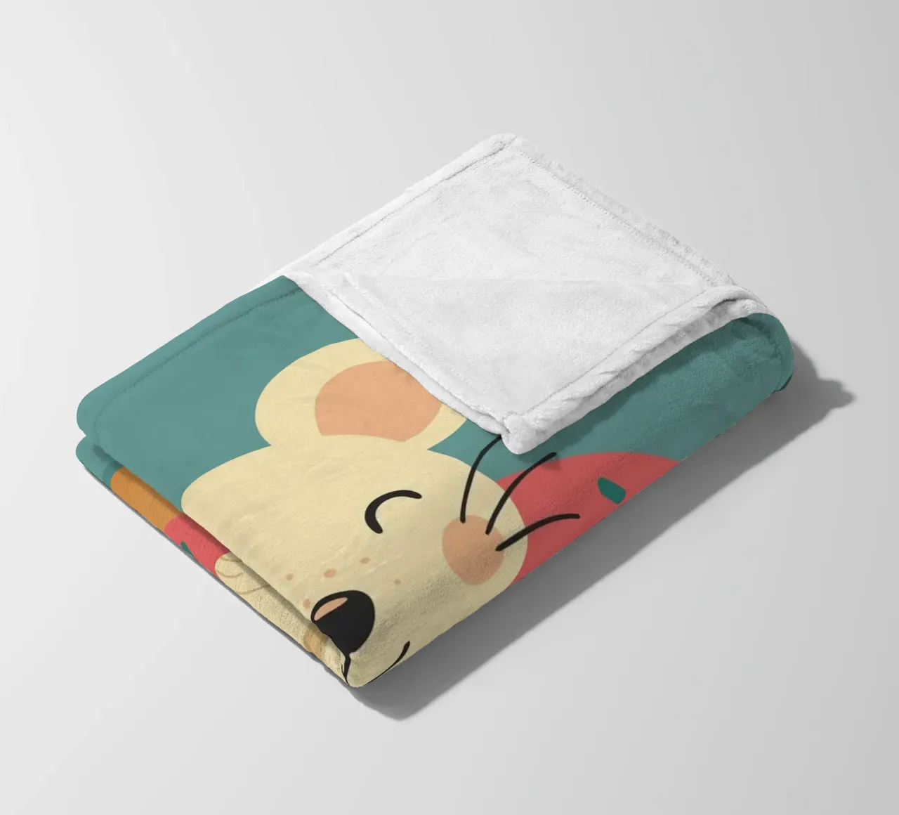 Laughing mouse in a donut - cute good mood motif fleece blanket by namosh
