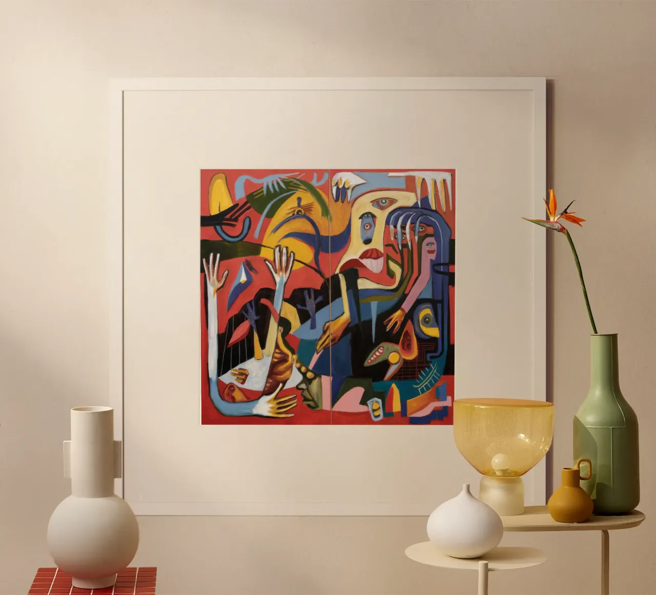 Caos del coro crescente poster con telaio in legno da Obisidian Brush