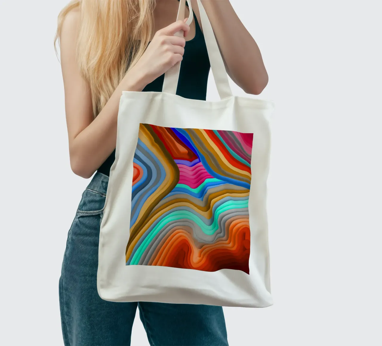 3D Rainbow Gradients Sands colorful abstract borsa in juta da mysteriouscoco