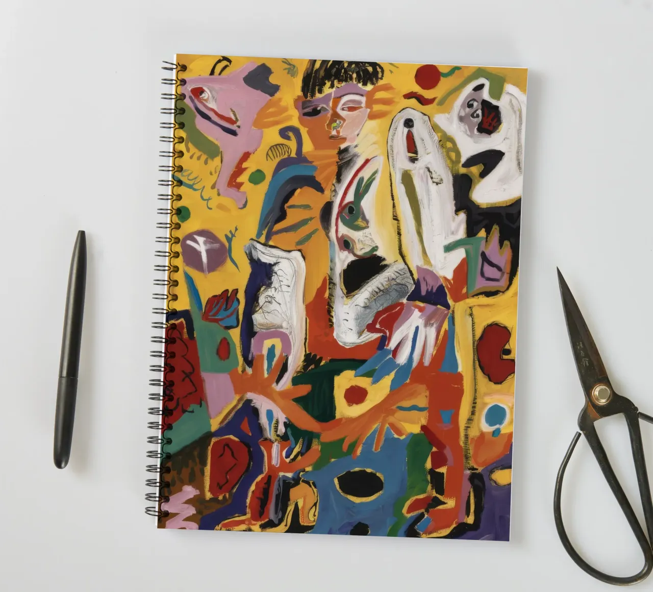 Carnival Mask Parade spiral notebook by Obisidian Brush