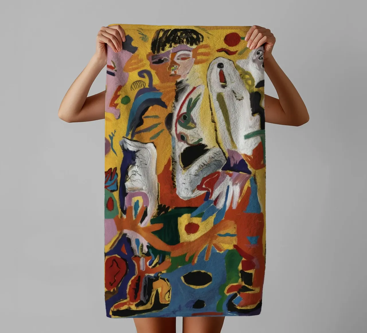 Carnival Mask Parade towel by Obisidian Brush