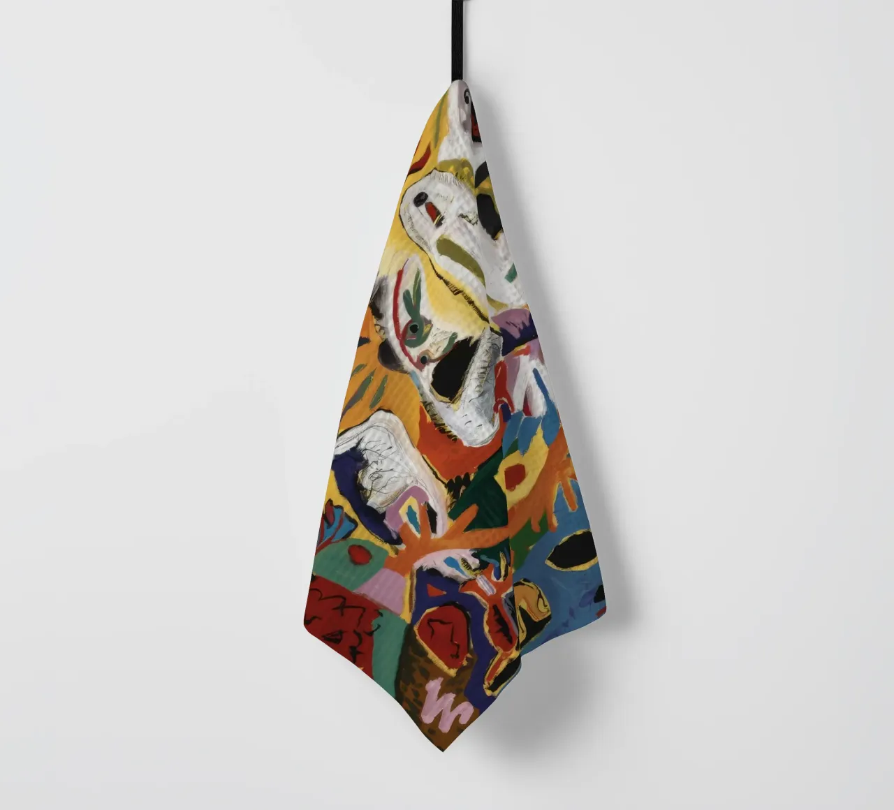 Carnival Mask Parade tea towel by Obisidian Brush