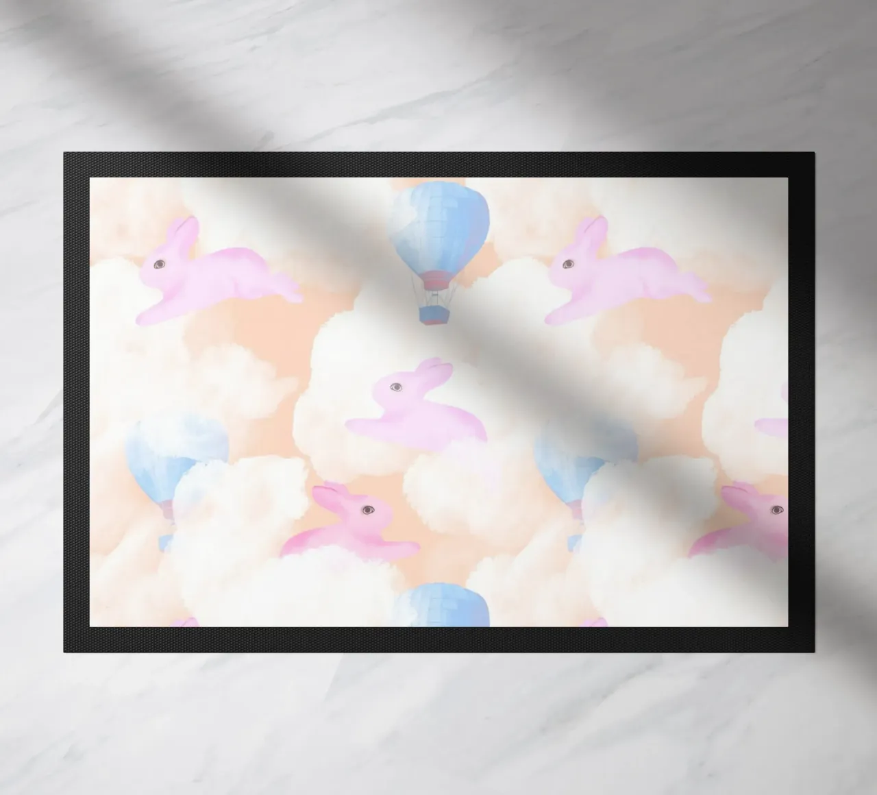 Rabbits in the rainbow clouds pastel gouache pattern paintin zerbino da mysteriouscoco