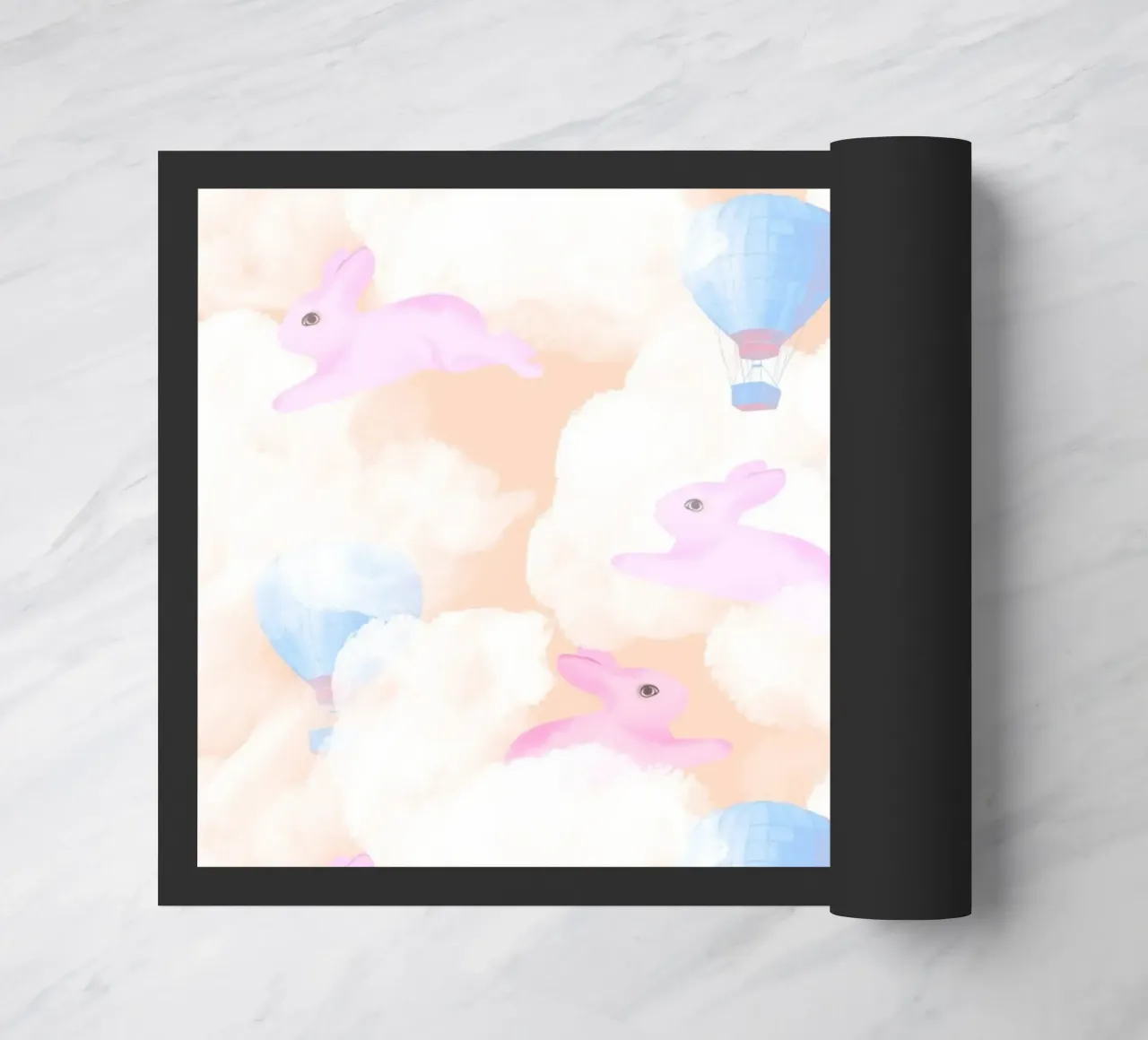 Rabbits in the rainbow clouds pastel gouache pattern paintin zerbino da mysteriouscoco