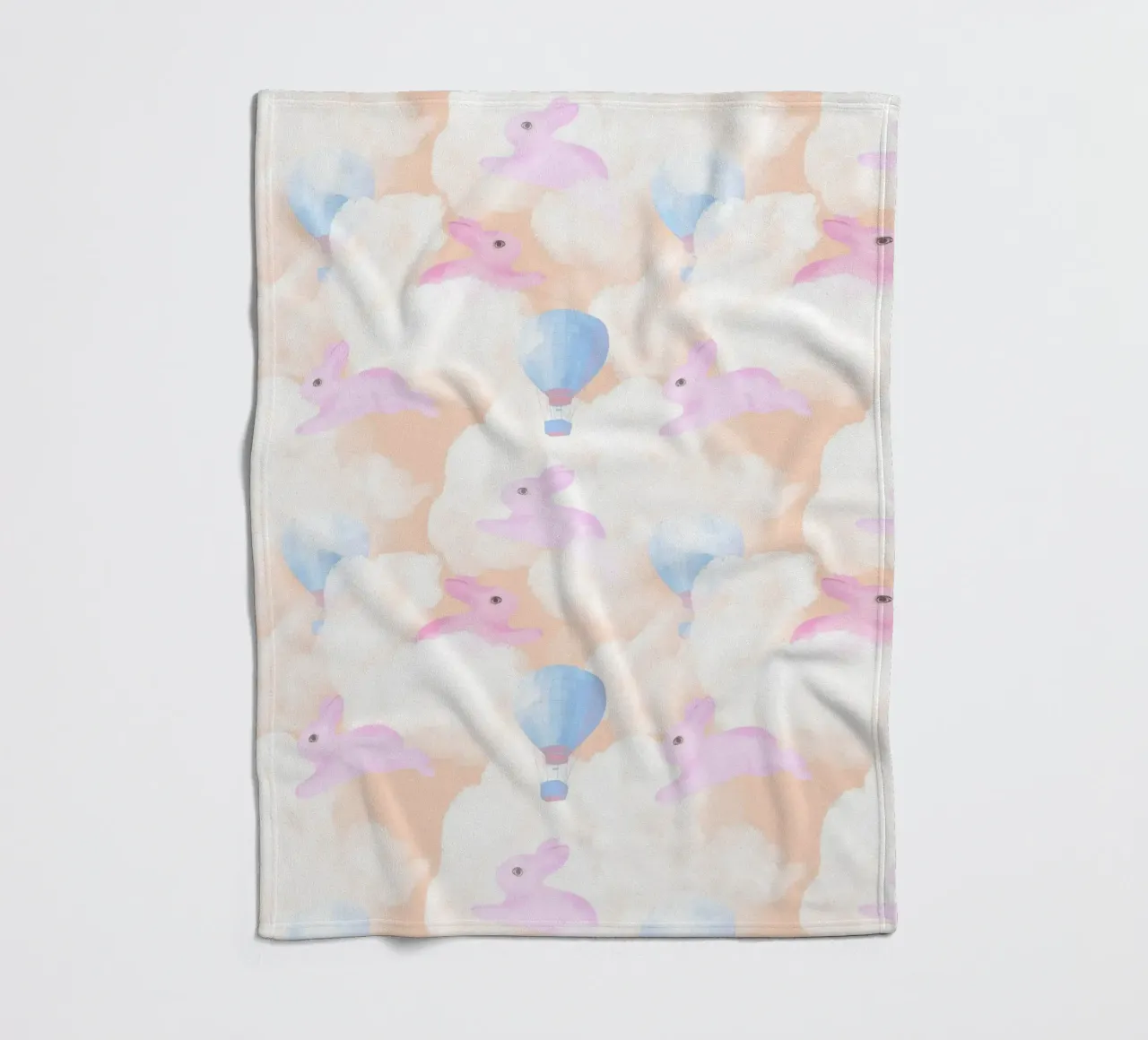 Rabbits in the rainbow clouds pastel gouache pattern paintin coperta in pile da mysteriouscoco
