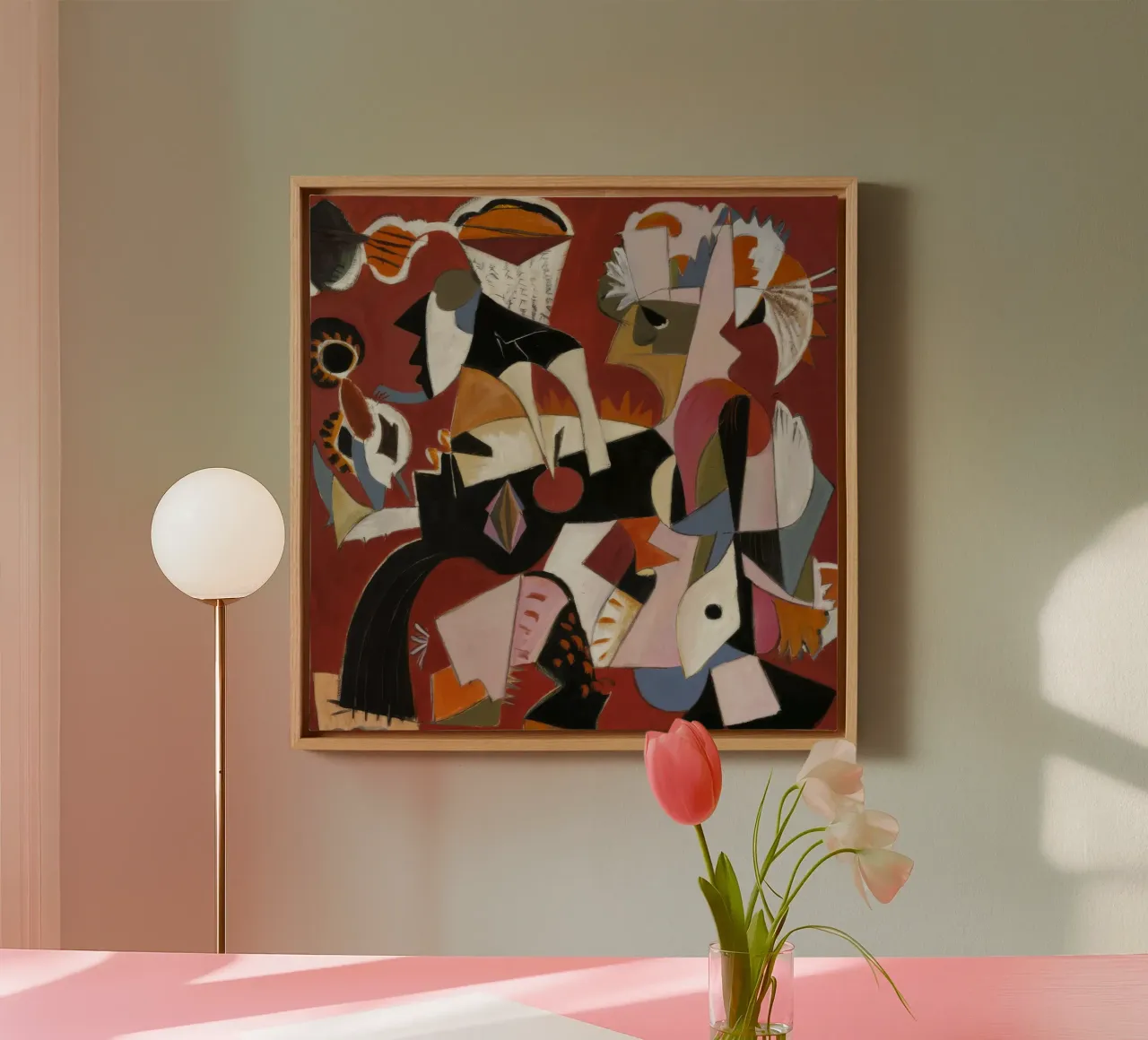 Fragmentierte Liebende Puls Leinwand mit Schattenfugenrahmen von Obisidian Brush