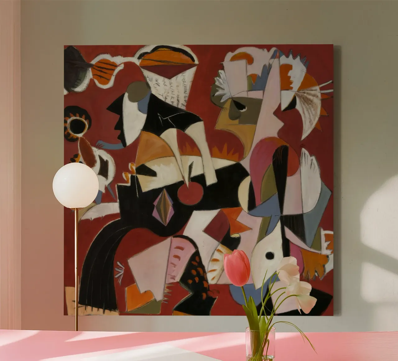 Fragmentierte Liebende Puls Leinwand mit Schattenfugenrahmen von Obisidian Brush