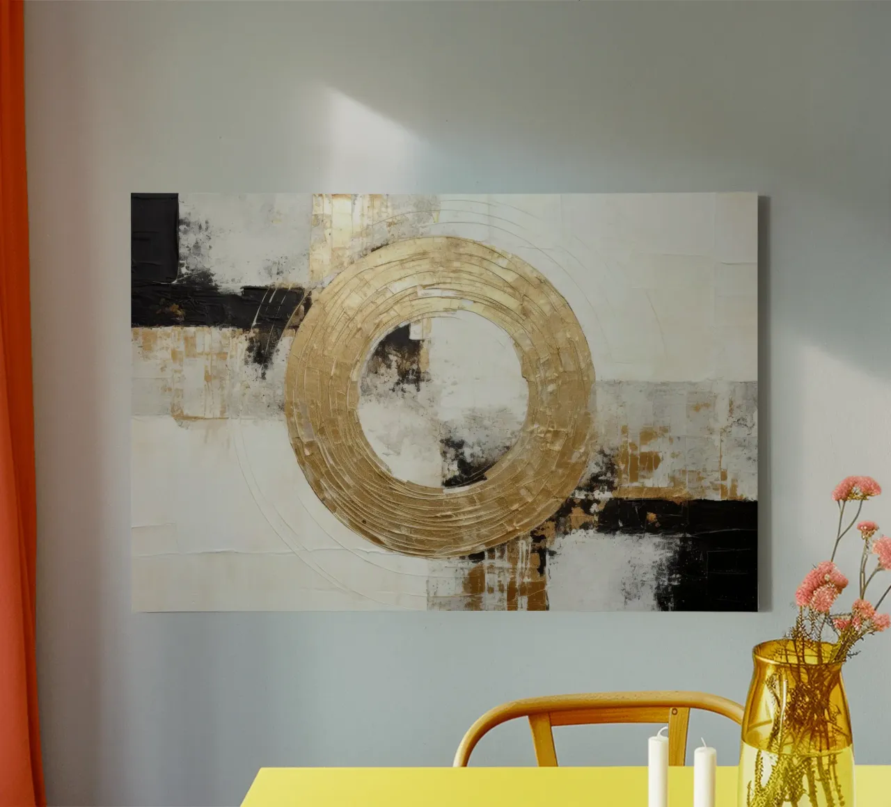 ABSTRACT ART Metallic cycle canvas by Melanie Viola