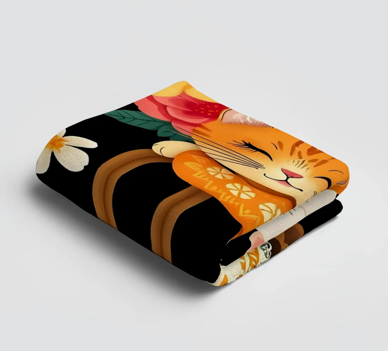 CAT ON CHAIR IN FLOWER GARDEN - WILLIAM MORRIS STYLE towel by COLLEEN CRAFTS