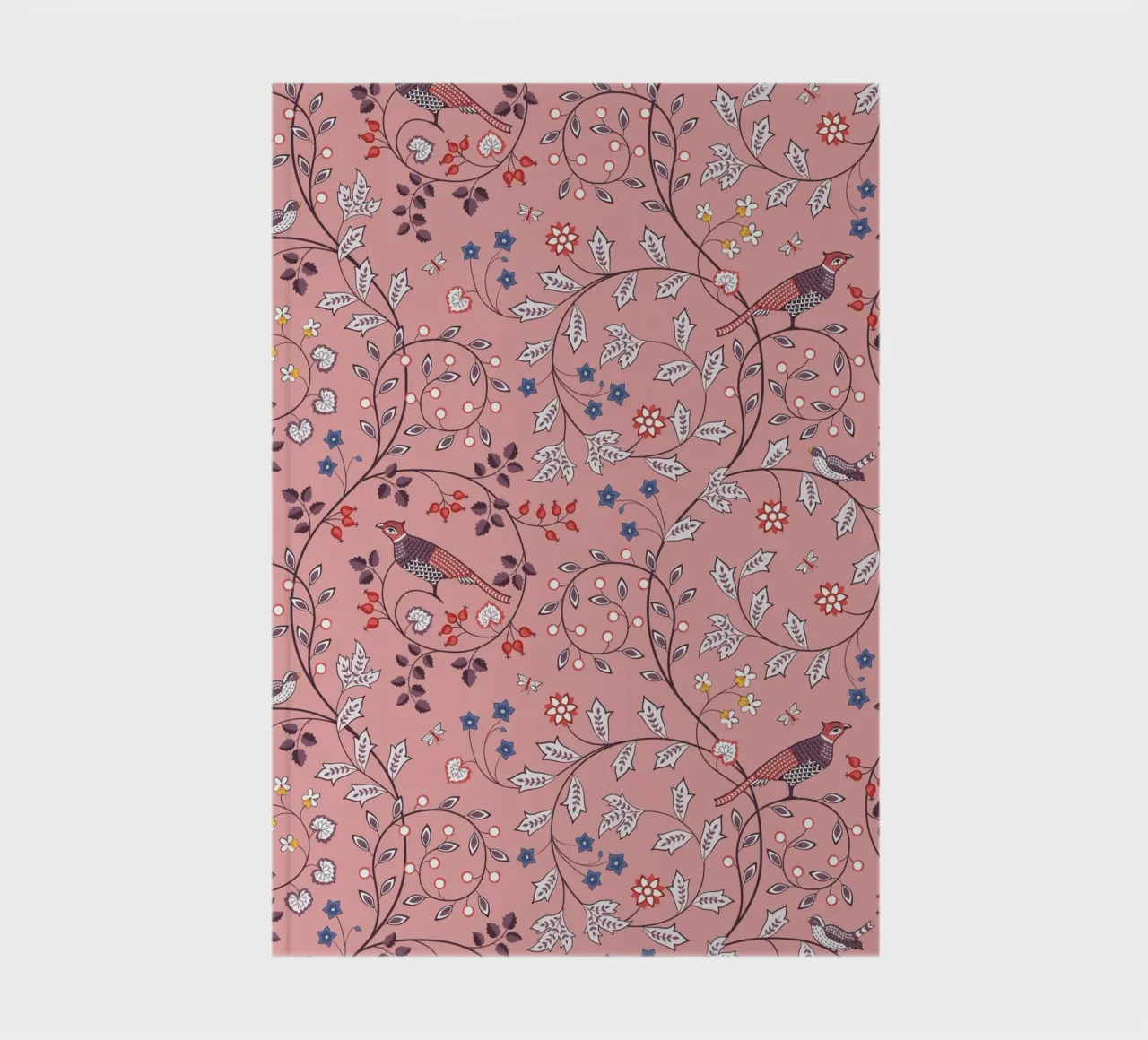 William Morris Pink Bird Print, Nature Print, Botanical Art notebook by ArtHaus