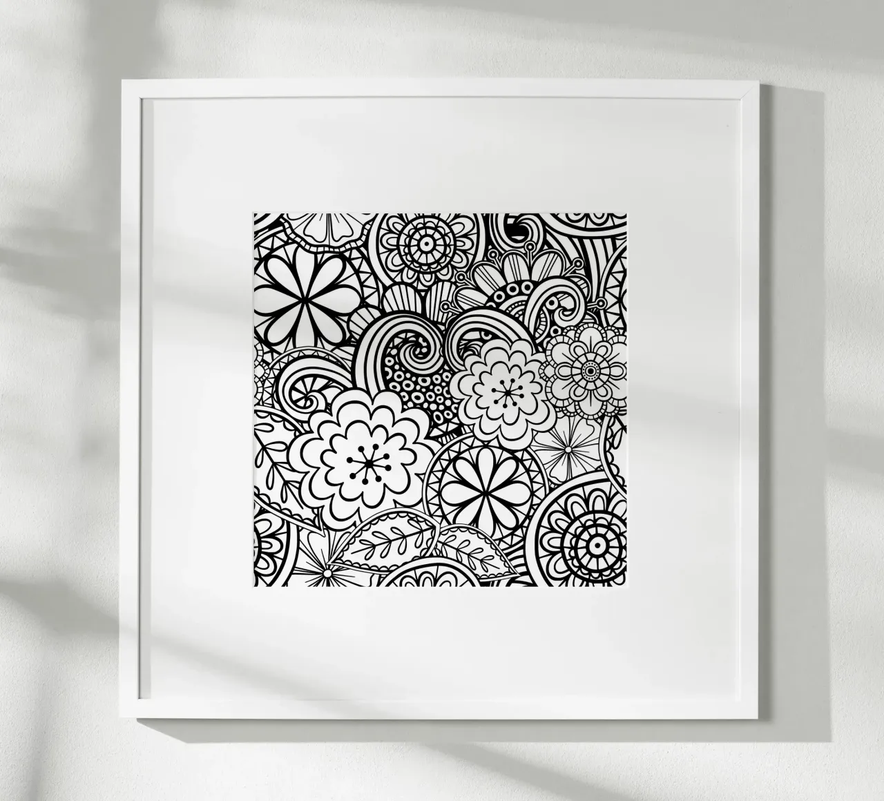 Giardino degli scarabocchi Folk Bloom poster con telaio in legno da Botanical Pattern House