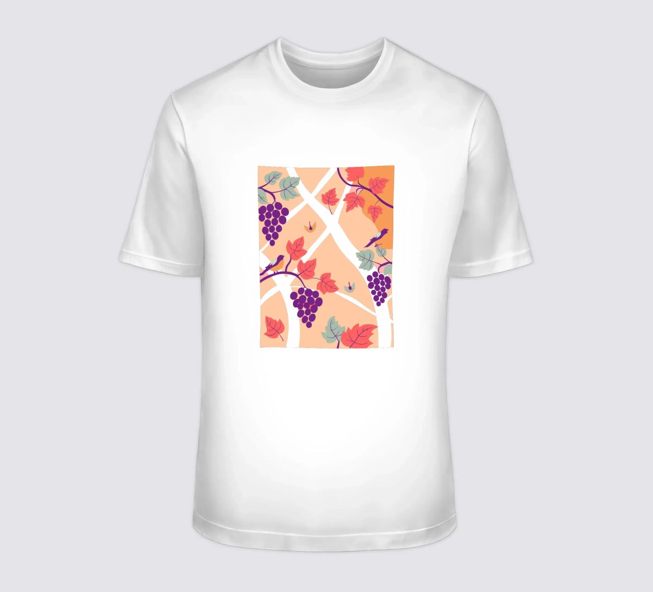 Albero dell'uva e uccello t-shirt da TODAY'S SHOP