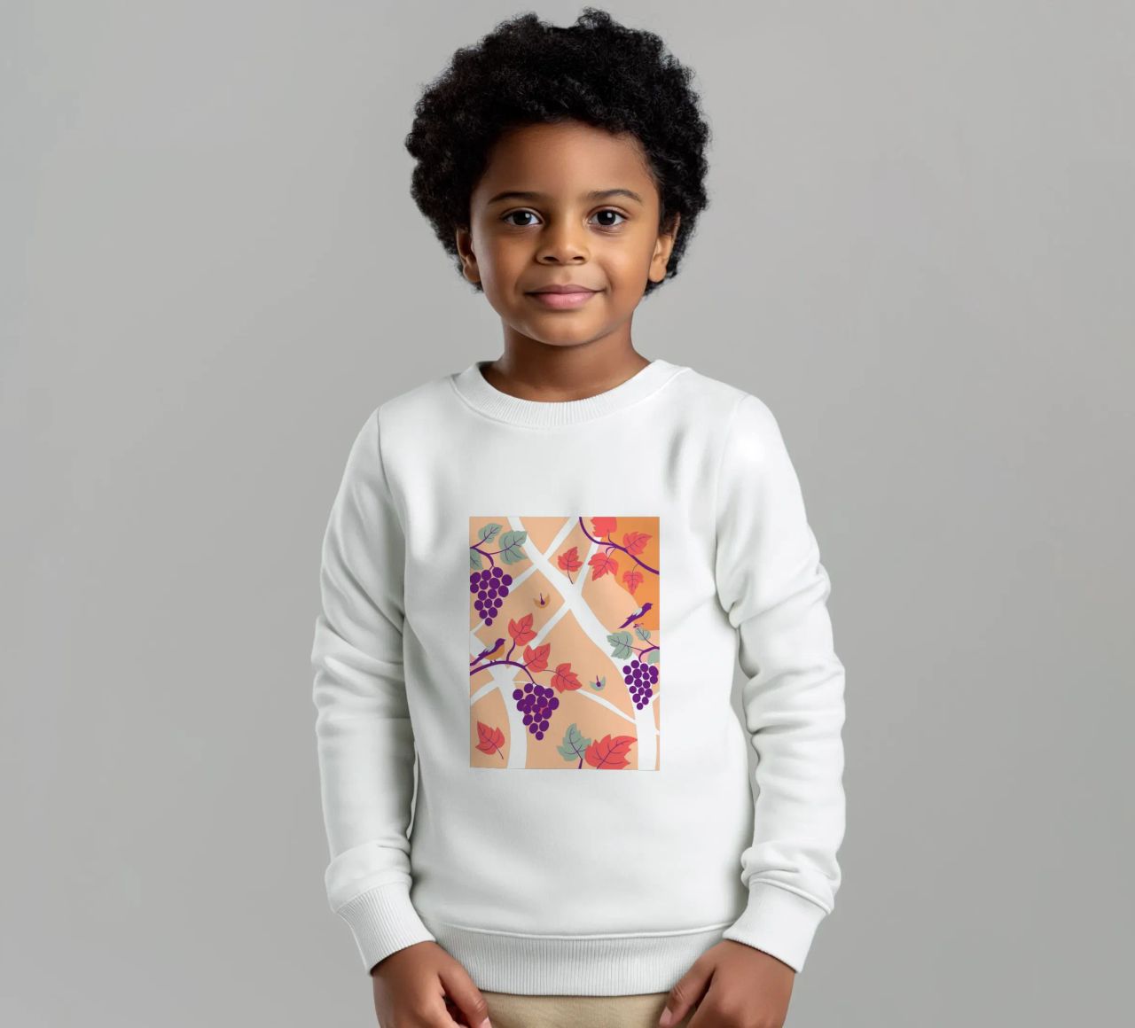 Albero dell'uva e uccello felpa bambino da TODAY'S SHOP