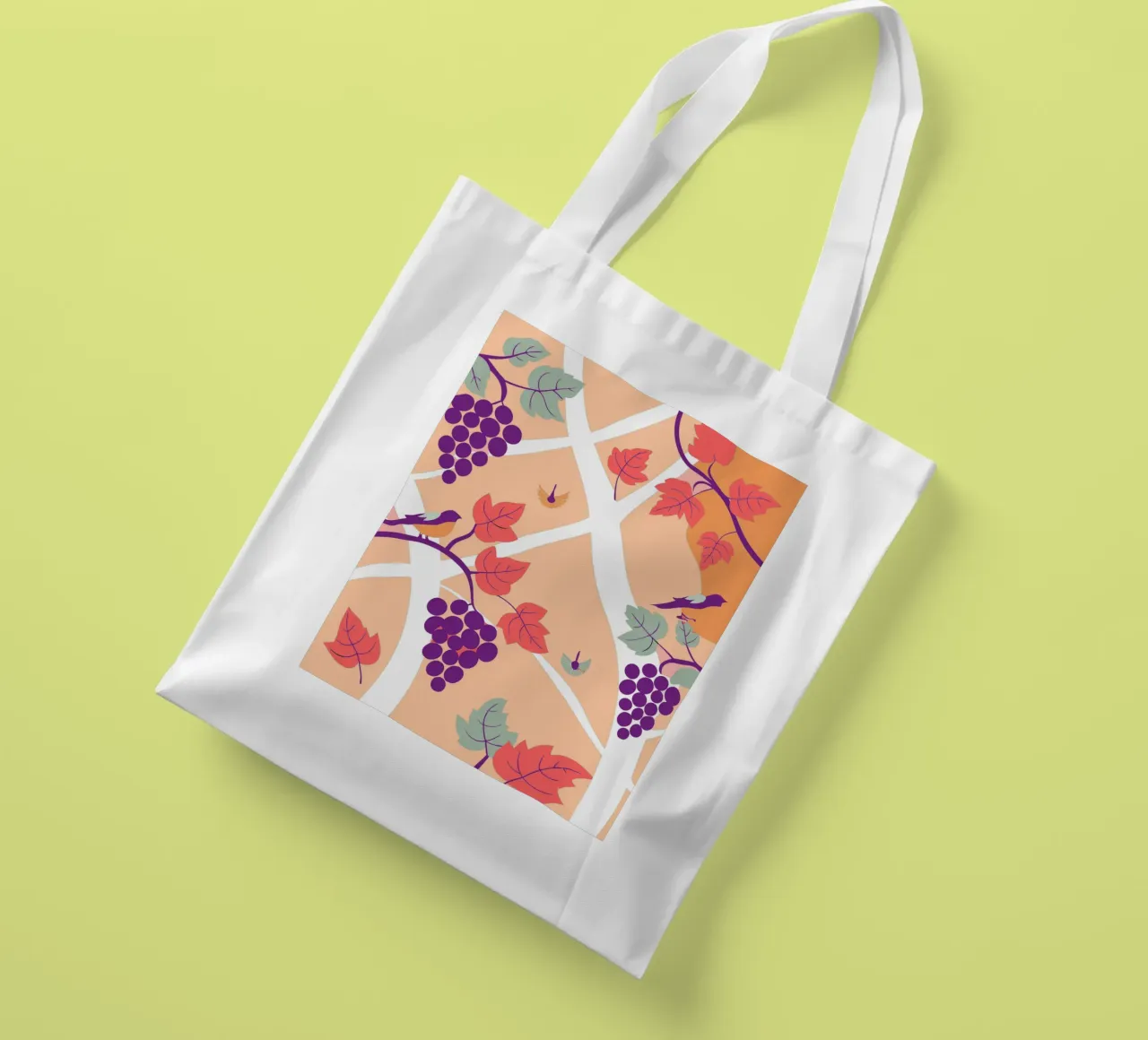 Albero dell'uva e uccello borsa in juta da TODAY'S SHOP