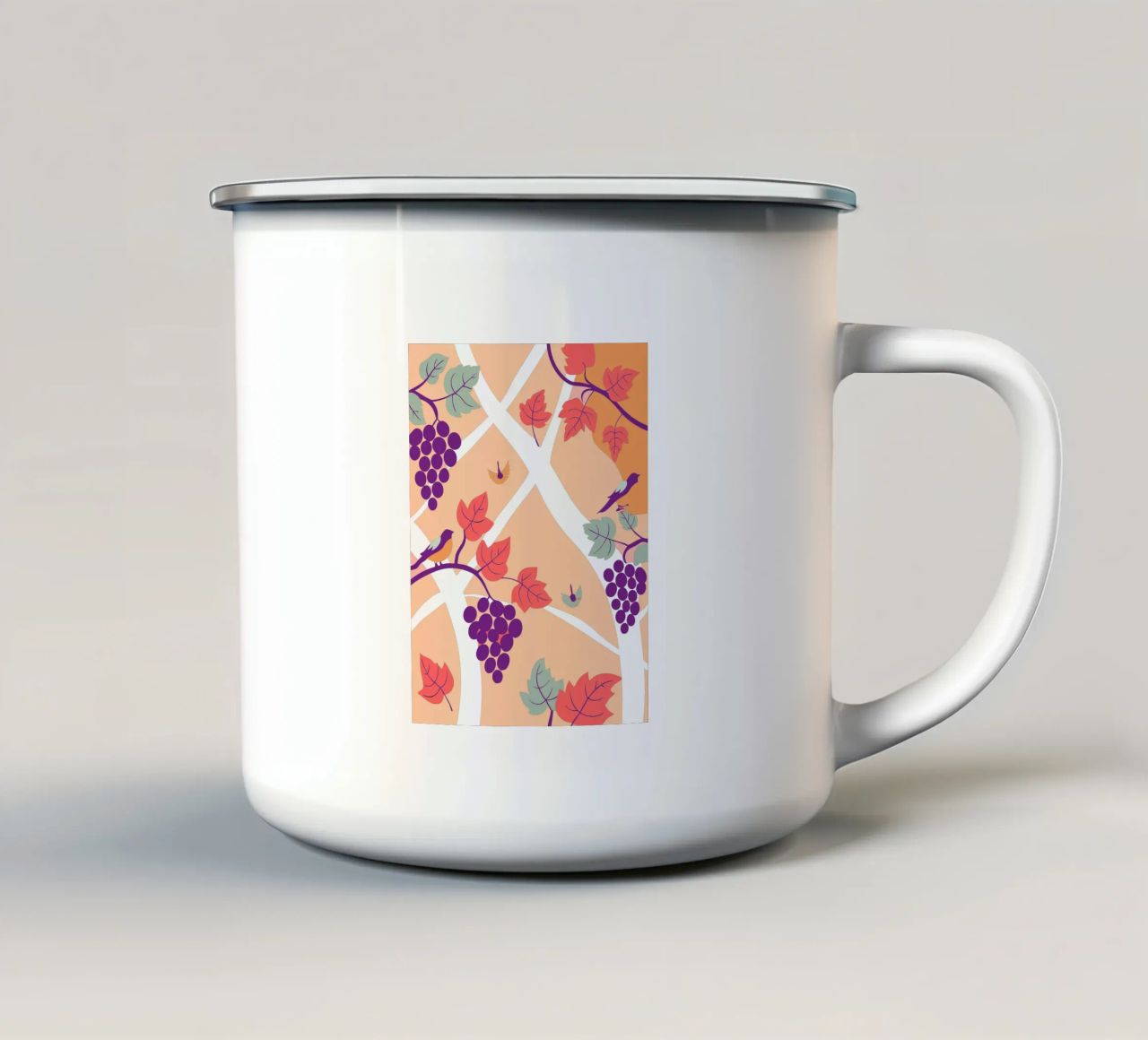 Albero dell'uva e uccello tazza in smalto da TODAY'S SHOP