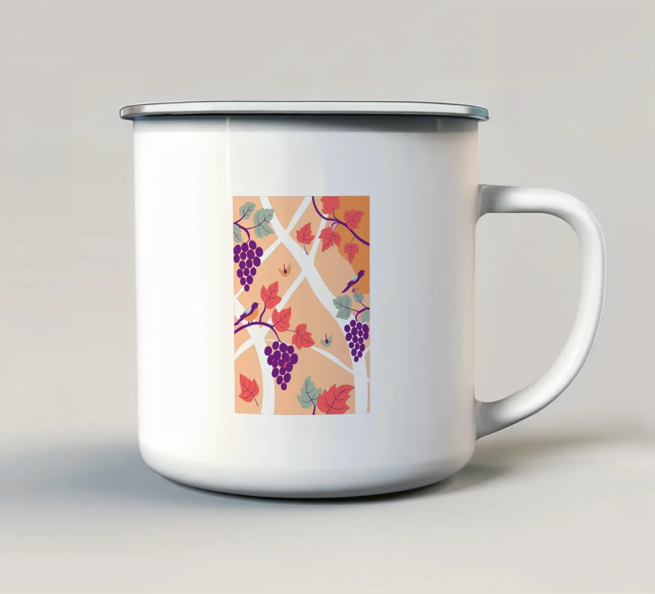 Grape Tree And Bird enamel mug by TODAY'S SHOP