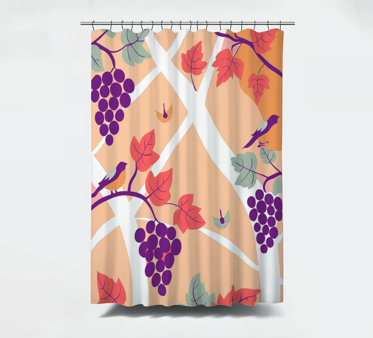 Albero dell'uva e uccello tenda da doccia da TODAY'S SHOP