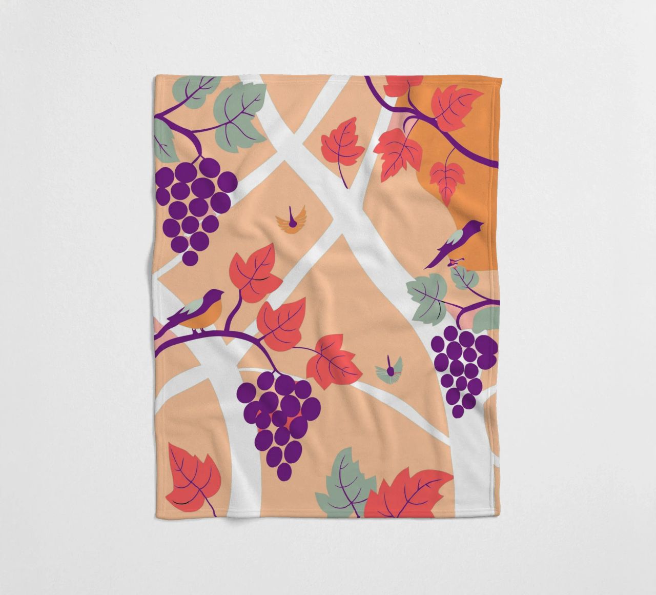 Albero dell'uva e uccello coperta in pile da TODAY'S SHOP