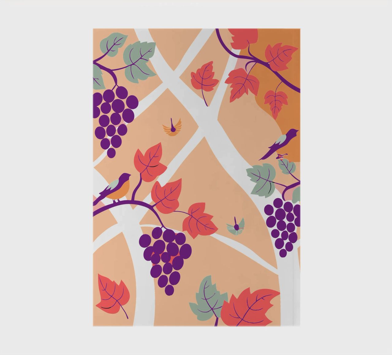 Albero dell'uva e uccello diario da TODAY'S SHOP