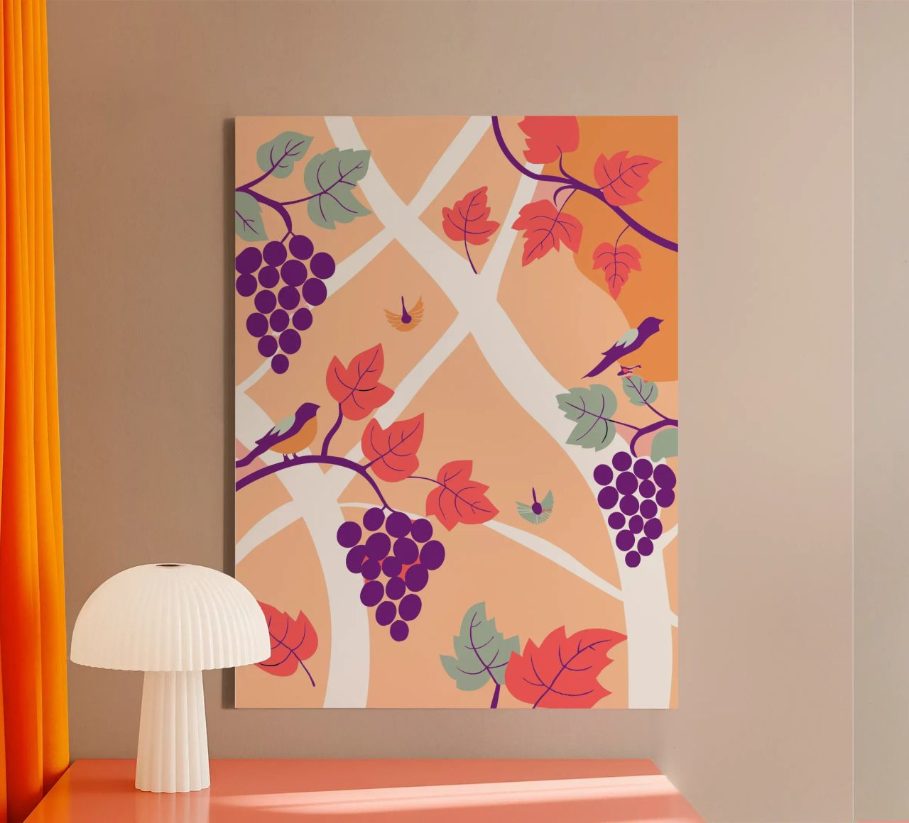 Albero dell'uva e uccello tela da TODAY'S SHOP