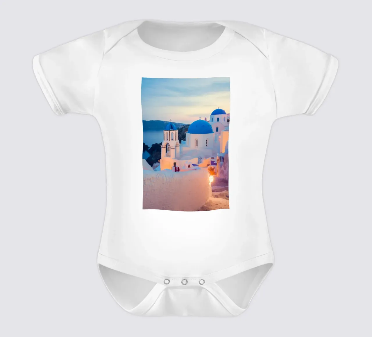 Santorini Sunset body neonato maniche corte da TheTravelClub