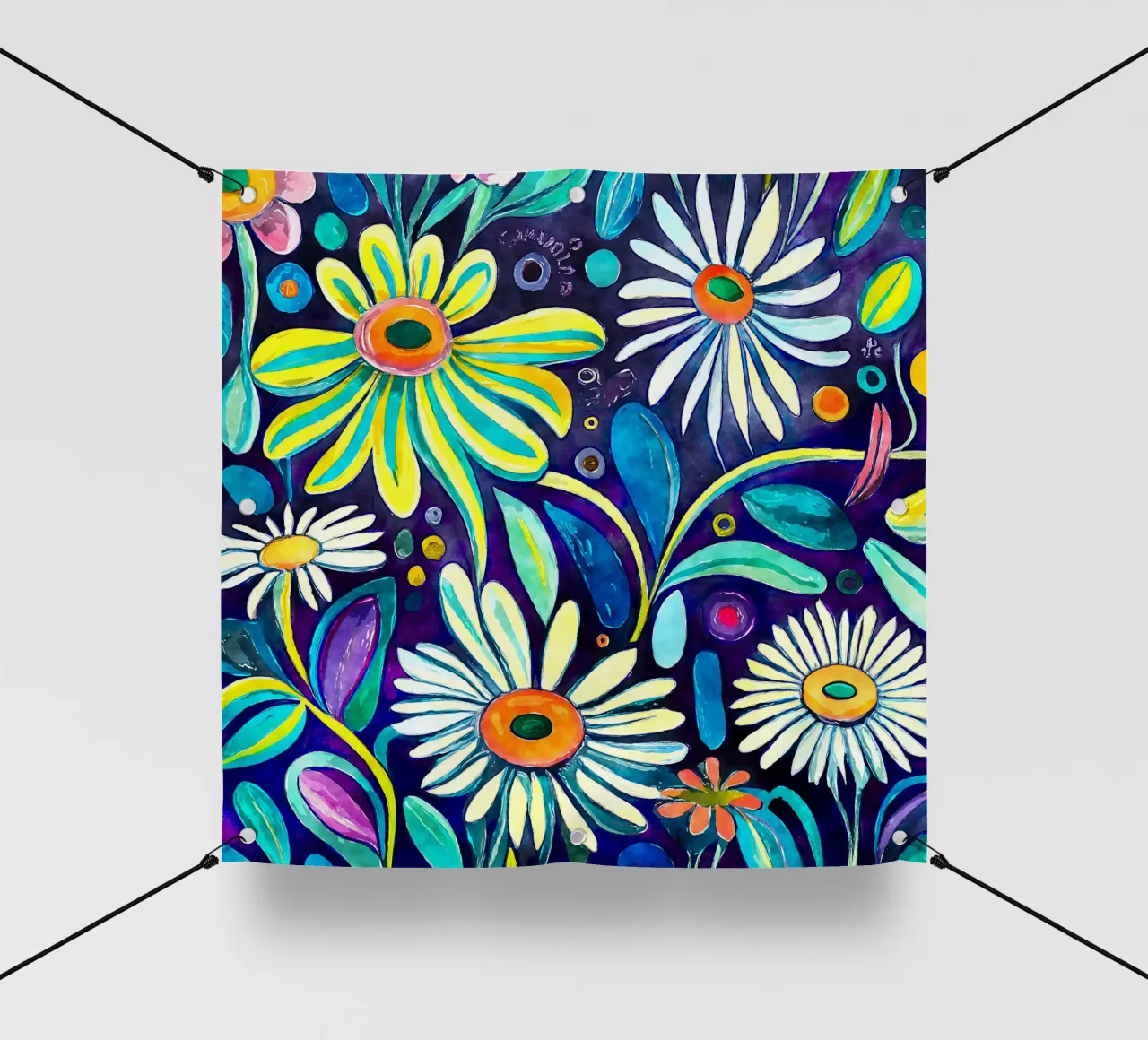 Margherite divertenti telo in pvc da Botanical Pattern House