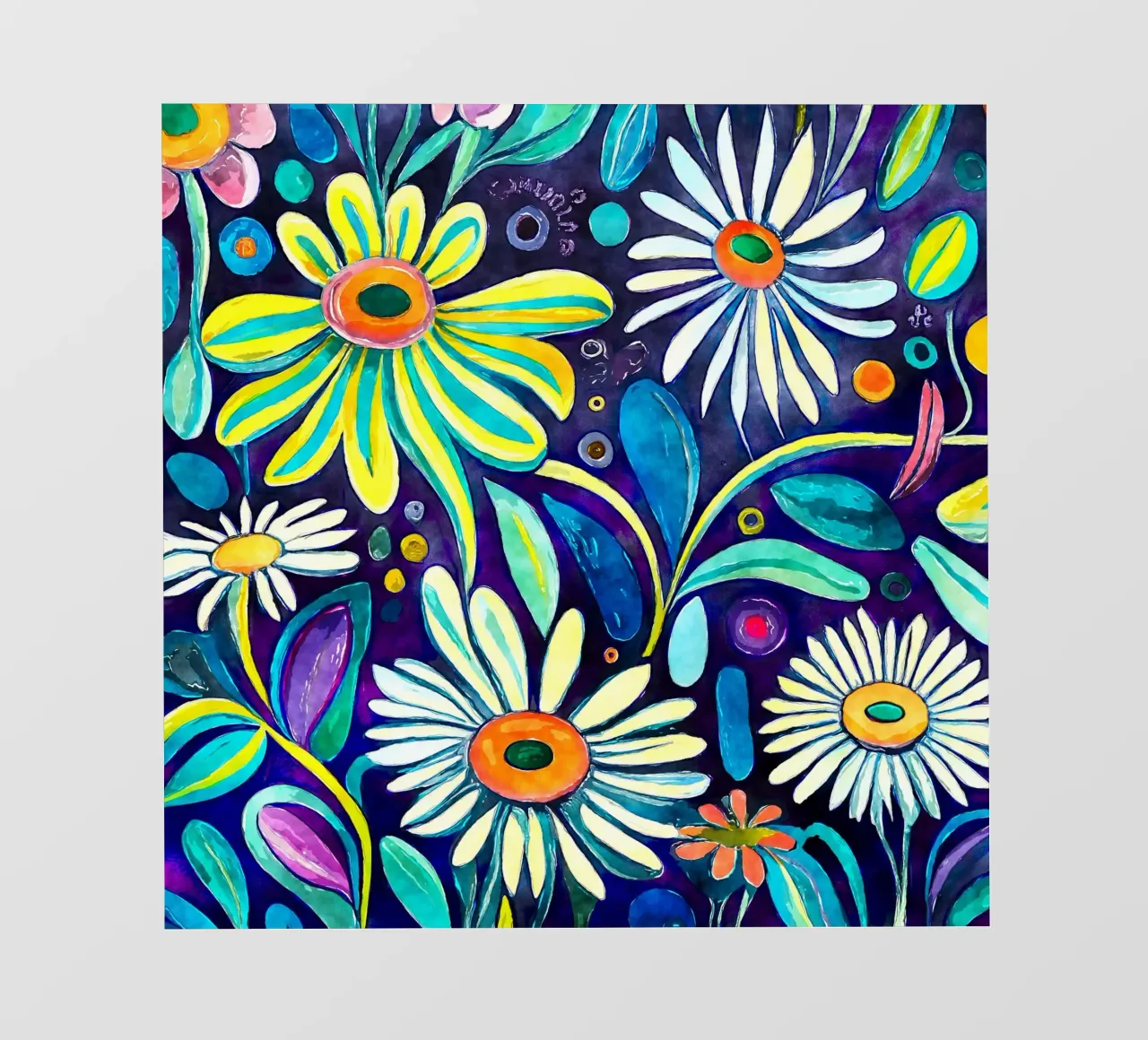 Margherite divertenti telo in pvc da Botanical Pattern House