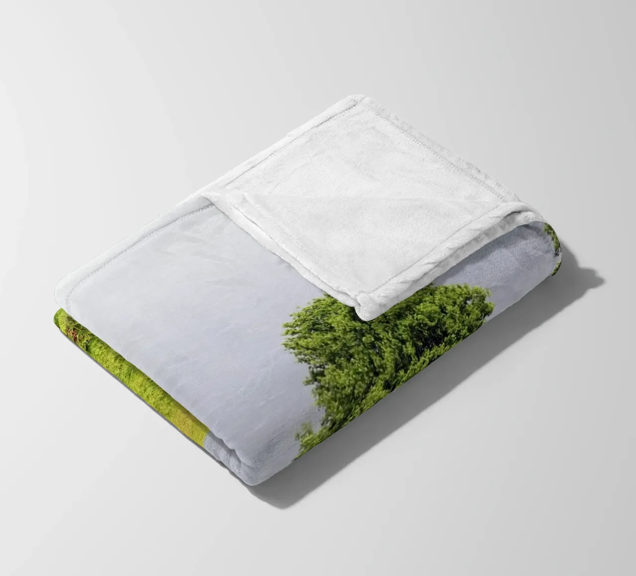 Trees in a Field of Ferns under a Grey Sky fleece blanket by Jack C Photography