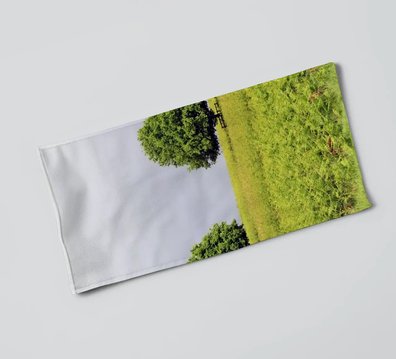 Trees in a Field of Ferns under a Grey Sky towel by Jack C Photography