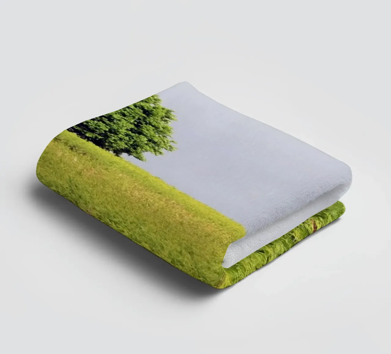 Trees in a Field of Ferns under a Grey Sky towel by Jack C Photography