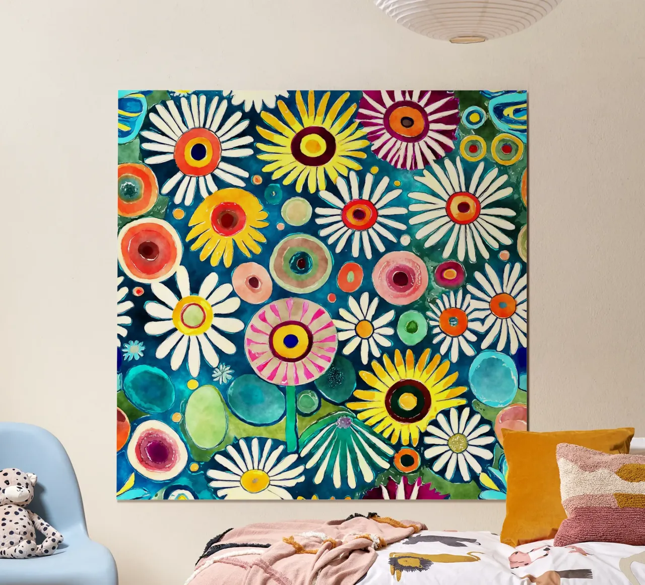 Margherite divertenti poster con telaio in plastica da Botanical Pattern House