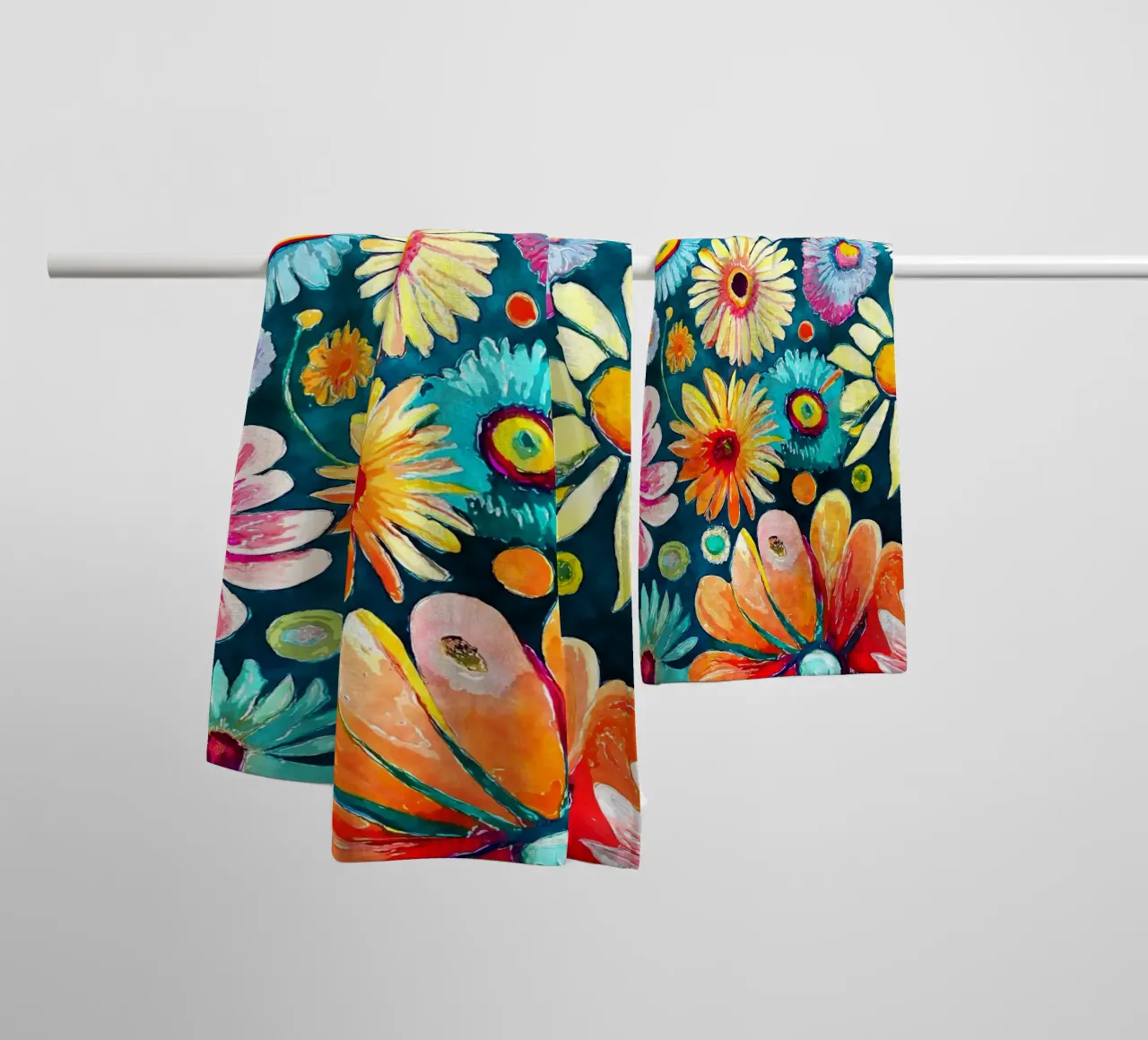 Funky madeliefjes badhanddoek van Botanical Pattern House