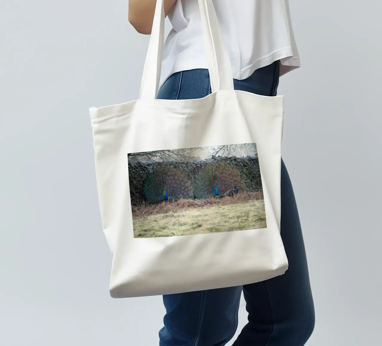 Pavoni che mostrano le loro piume borsa in juta da Jack C Photography