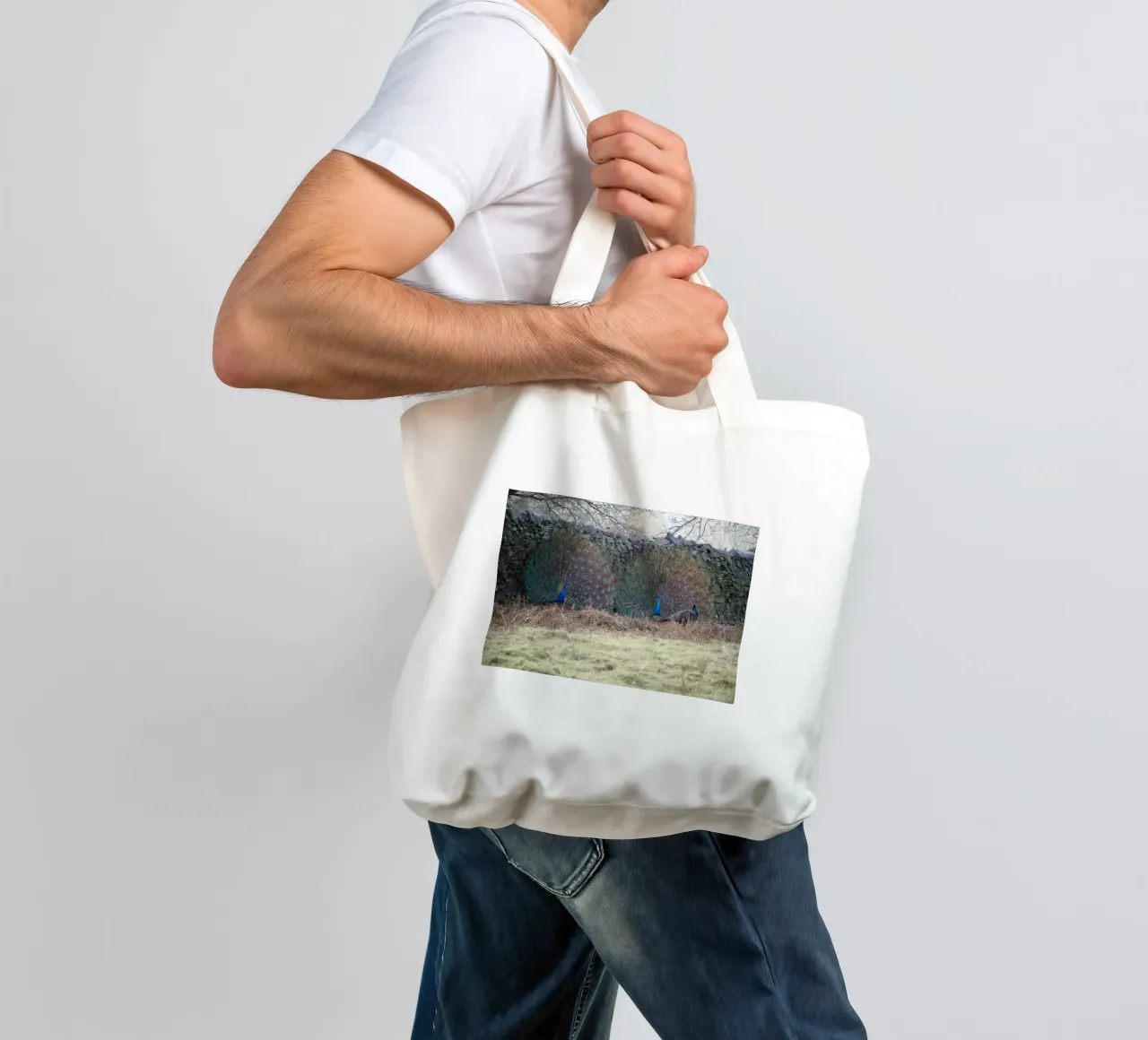 Pavoni che mostrano le loro piume borsa in juta da Jack C Photography