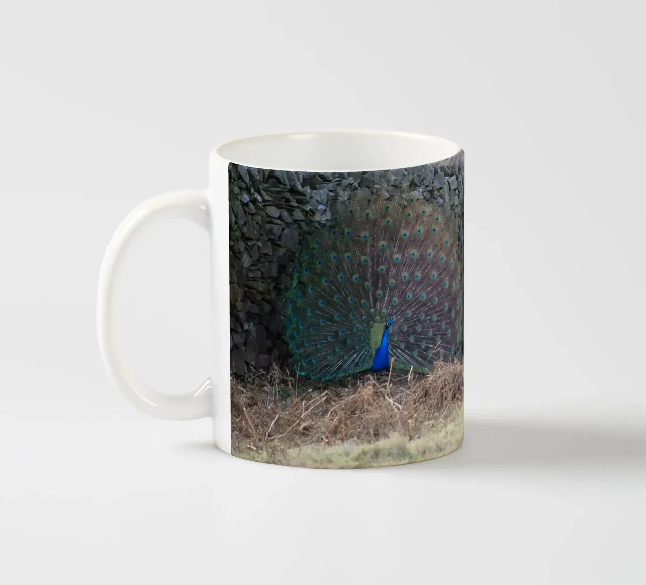 Pavoni che mostrano le loro piume tazza in ceramica da Jack C Photography