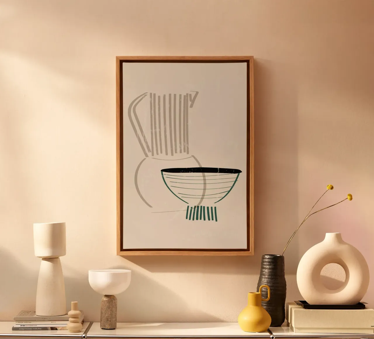 Clay Vase & Bowl tela con Cornice a cassetta da Graphite