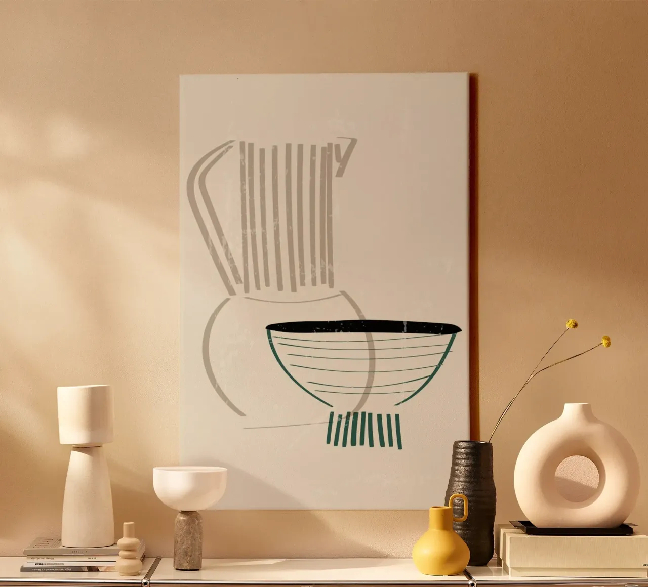 Clay Vase & Bowl tela con Cornice a cassetta da Graphite
