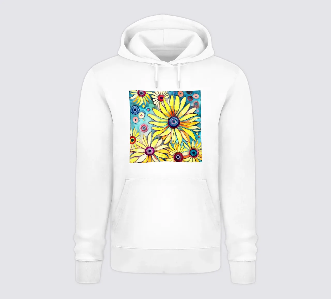 Margherite divertenti felpa con cappuccio da Botanical Pattern House