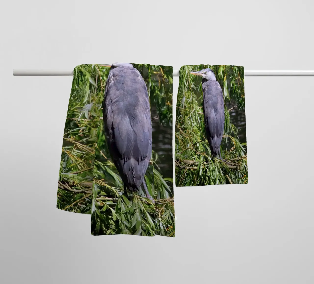 Heron in a Willow Tree at the Lake towel by Jack C Photography