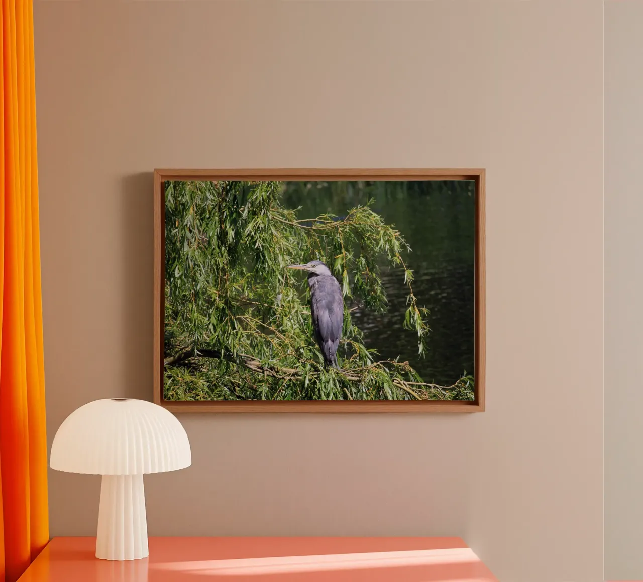 Heron in a Willow Tree at the Lake canvas by Jack C Photography