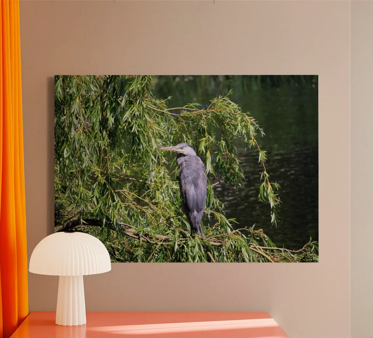Heron in a Willow Tree at the Lake canvas by Jack C Photography